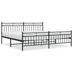 Cadre de lit métal avec tête de lit/pied de lit noir 193x203 cm