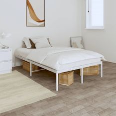 Cadre de lit métal blanc 120x190 cm