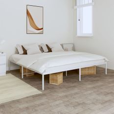 Cadre de lit métal blanc 200x200 cm