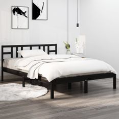 Lit Noir Bois massif 180x200 cm Super King 5