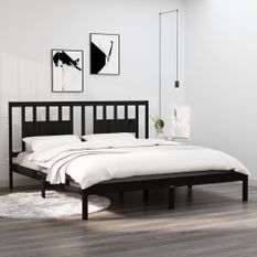 Lit Noir Bois massif 180x200 cm Super King 8