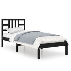 Lit Noir Bois massif 75x190 cm Petit simple