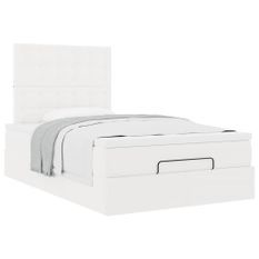 Cadre de lit ottoman avec matelas blanc 120x190 cm similicuir