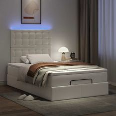 Cadre de lit ottoman avec matelas blanc 120x200 cm similicuir