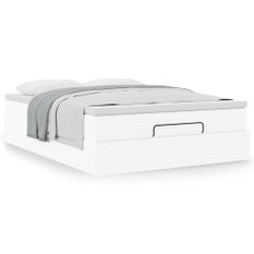 Cadre de lit ottoman avec matelas blanc 140x200 cm similicuir