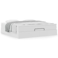 Cadre de lit ottoman avec matelas blanc 180x200 cm similicuir