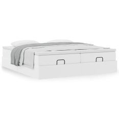 Cadre de lit ottoman avec matelas blanc 200x200 cm similicuir