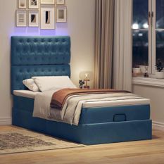 Cadre de lit ottoman avec matelas bleu foncé 80x200 cm velours