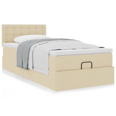 Cadre de lit ottoman avec matelas crème 100x200cm tissu