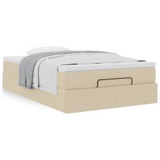Cadre de lit ottoman avec matelas crème 120x200cm tissu