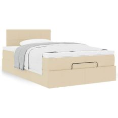 Cadre de lit ottoman avec matelas crème 120x200cm tissu