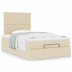 Cadre de lit ottoman avec matelas crème 120x200cm tissu