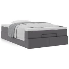 Cadre de lit ottoman avec matelas gris 120x200 cm similicuir