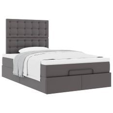 Cadre de lit ottoman avec matelas gris 120x200 cm similicuir