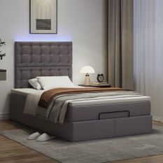 Cadre de lit ottoman avec matelas gris 120x200 cm similicuir