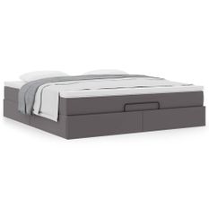 Cadre de lit ottoman avec matelas gris 160x200 cm similicuir