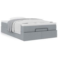 Cadre de lit ottoman avec matelas gris clair 120x190 cm tissu