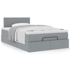 Cadre de lit ottoman avec matelas gris clair 120x190 cm tissu