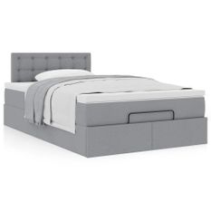 Cadre de lit ottoman avec matelas gris clair 120x190 cm tissu