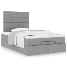 Cadre de lit ottoman avec matelas gris clair 120x190 cm tissu