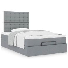 Cadre de lit ottoman avec matelas gris clair 120x190 cm tissu