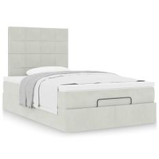 Cadre de lit ottoman avec matelas gris clair 120x190 cm velours