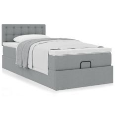 Cadre de lit ottoman avec matelas gris clair 80x200 cm tissu