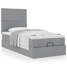 Cadre de lit ottoman avec matelas gris clair 80x200 cm tissu