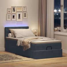 Cadre de lit ottoman avec matelas gris foncé 100x200 cm velours