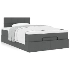 Cadre de lit ottoman avec matelas gris foncé 120x190 cm tissu