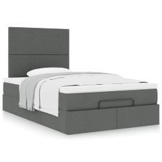 Cadre de lit ottoman avec matelas gris foncé 120x190 cm tissu