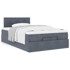 Cadre de lit ottoman avec matelas gris foncé 120x190 cm velours