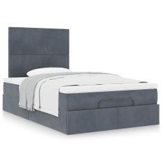 Cadre de lit ottoman avec matelas gris foncé 120x190 cm velours