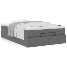 Cadre de lit ottoman avec matelas gris foncé 120x200cm tissu