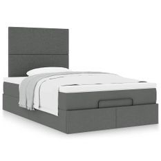 Cadre de lit ottoman avec matelas gris foncé 120x200cm tissu