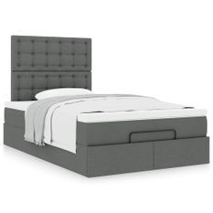 Cadre de lit ottoman avec matelas gris foncé 120x200cm tissu