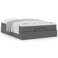 Cadre de lit ottoman avec matelas gris foncé 140x190 cm tissu