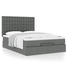 Cadre de lit ottoman avec matelas gris foncé 140x190 cm tissu