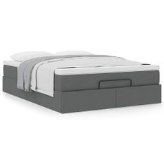 Cadre de lit ottoman avec matelas gris foncé 140x200 cm tissu