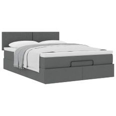 Cadre de lit ottoman avec matelas gris foncé 140x200 cm tissu