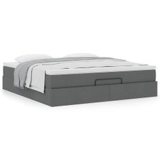Cadre de lit ottoman avec matelas gris foncé 160x200cm tissu