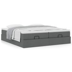Cadre de lit ottoman avec matelas gris foncé 160x200cm tissu