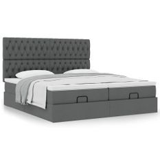 Cadre de lit ottoman avec matelas gris foncé 160x200cm tissu