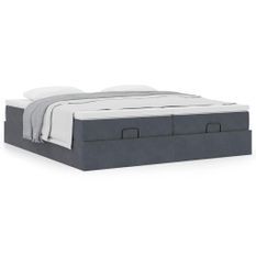 Cadre de lit ottoman avec matelas gris foncé 200x200 cm velours