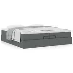 Cadre de lit ottoman avec matelas gris foncé 200x200cm tissu