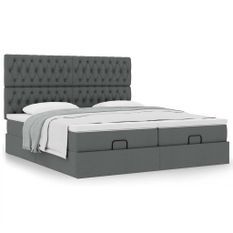 Cadre de lit ottoman avec matelas gris foncé 200x200cm tissu
