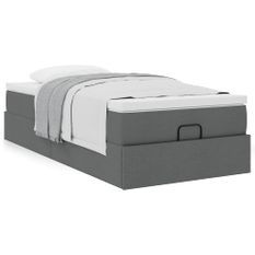 Cadre de lit ottoman avec matelas gris foncé 80x200 cm tissu