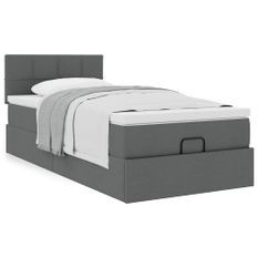 Cadre de lit ottoman avec matelas gris foncé 80x200 cm tissu