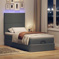 Cadre de lit ottoman avec matelas gris foncé 80x200 cm tissu