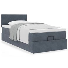 Cadre de lit ottoman avec matelas gris foncé 80x200 cm velours